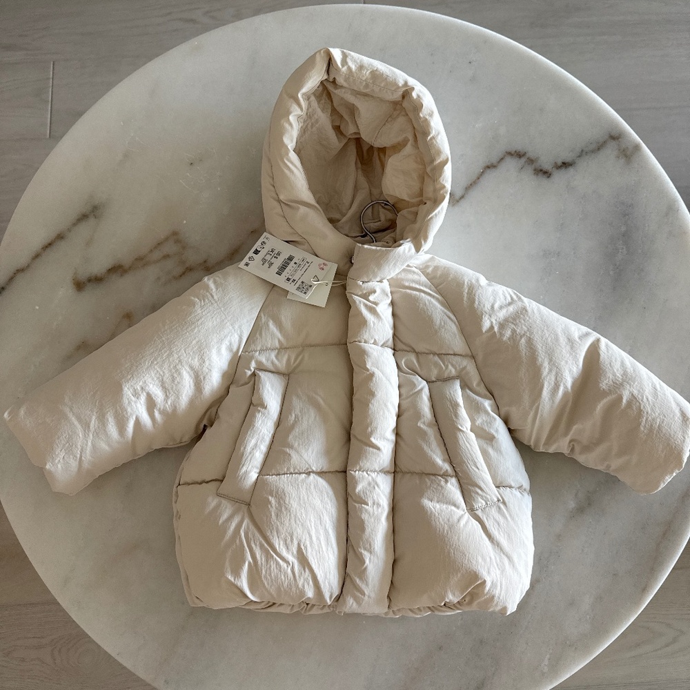 Zara toddler cream puffer jacket